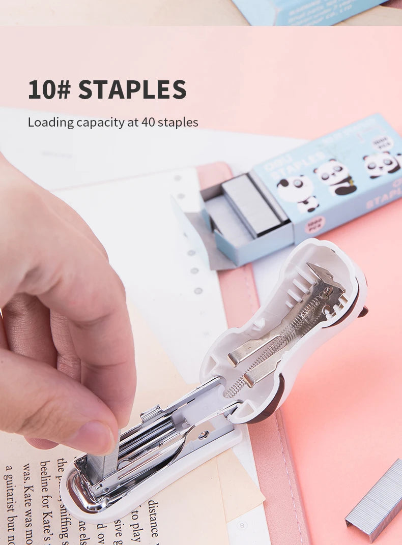 DELI Cartoon Mini Stapler Set Stapling Machine With 1000 pcs No.10 Staples Office School Binding Supplies Manual Cute Staplers