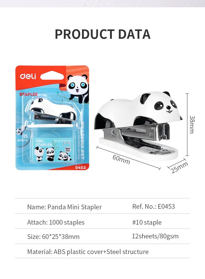 DELI Cartoon Mini Stapler Set Stapling Machine With 1000 pcs No.10 Staples Office School Binding Supplies Manual Cute Staplers
